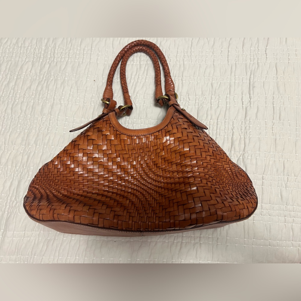 Cole Haan Tan Woven Leather Shoulder Bag
